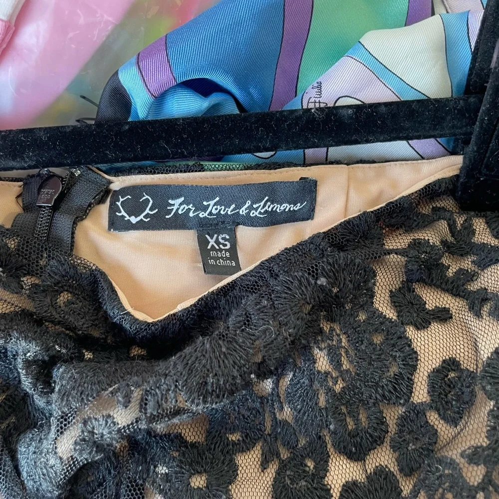 For love and lemons lace sheer black skirt size xs